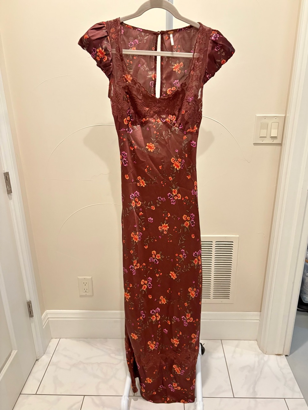 Free People Butterfly Babe Cutout Lace Maxi Dress - Floral Brown - Picture 12 of 15